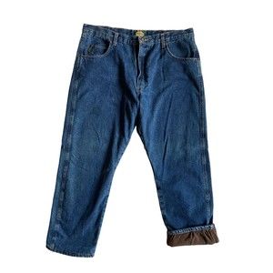 Cabelas Mens Fleece Lined Jeans Size 40X30 Blue Denim‎ Barn Outdoor Vintage 90s